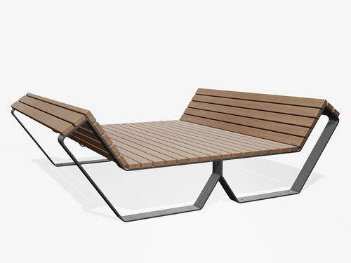 Lettino prendisole design originale - OTTO - miramondo - in frassino / in acciaio galvanizzato / per spazio pubblico