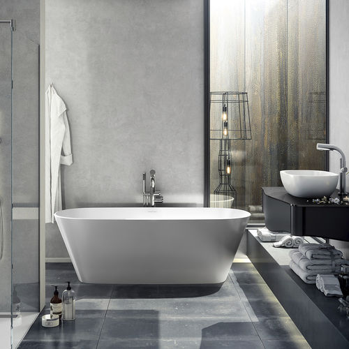 Vasca da bagno ovale - VETRALLA 1650 - Victoria + Albert - ad isola / per ambiente abitativo / in resina