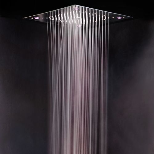 Soffione doccia da incasso a soffitto - UR9900L - Ama Luxury Shower - rettangolare / a pioggia / con illuminazione incorporata