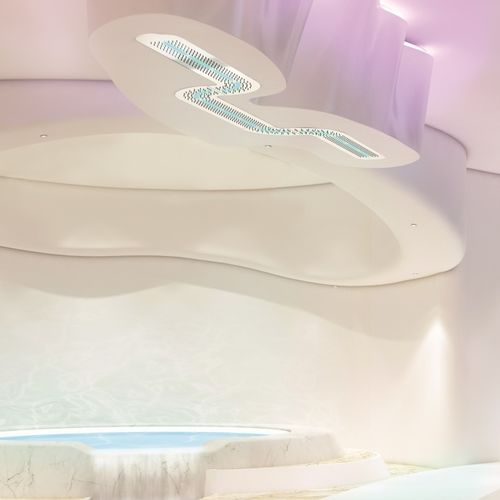 Soffione doccia da incasso a soffitto - RN1000L - Ama Luxury Shower - rettangolare / a pioggia / con cromoterapia