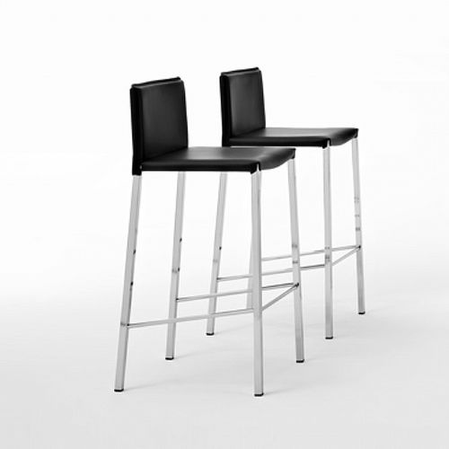 Sedia alta contemporanea - NINFEA Q SG - Julia - da interno / in pelle / in acciaio