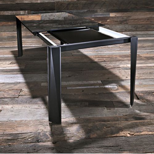 Tavolo contemporaneo - ROMEO - Julia - in vetro temprato / in alluminio / con supporto in legno laccato
