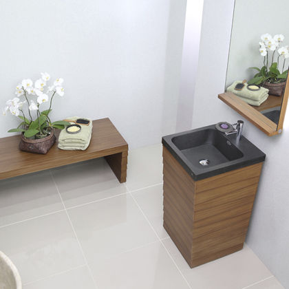 Lavabo autoportante - SAYAN I - Dharma Bati Bali ,PT - in marmo / in legno / con specchio regolabile