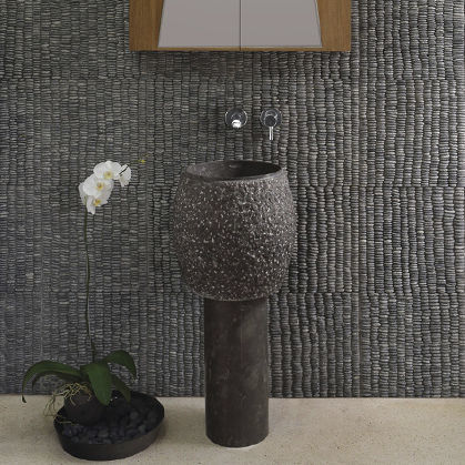 Lavabo autoportante - GITA - Dharma Bati Bali ,PT - in pietra naturale / ovale / senza foro