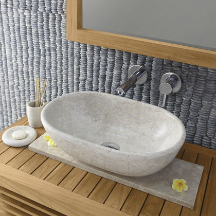 Lavabo da appoggio - KALIA - Dharma Bati Bali ,PT - in marmo / in pietra naturale / con specchio regolabile