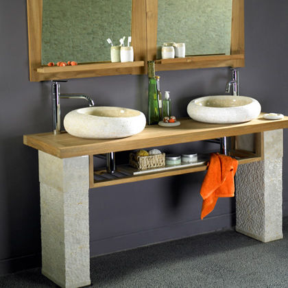 Piano lavabo doppio - ALILA - Dharma Bati Bali ,PT - in teak