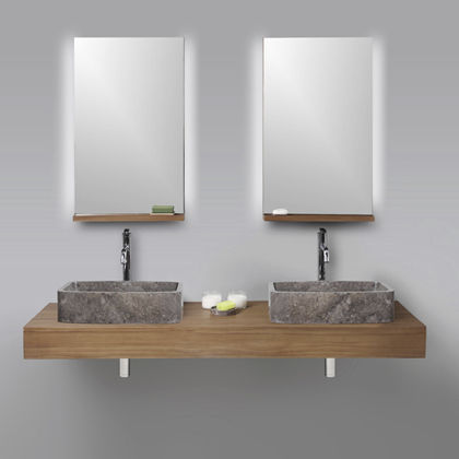 Lavabo da appoggio - REINA - L - Dharma Bati Bali ,PT - in pietra naturale / con specchio regolabile / rettangolare