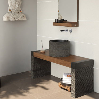Mobile lavabo da appoggio - SONG-SAA - Dharma Bati Bali ,PT - in legno / contemporaneo / con scaffale integrato