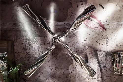 Scultura Aeronautica - AIR-ELI0147 FOUR-BLADE AIRPLANE PROPELLER DECOR - Arteinmotion - in metallo lucido / in alluminio / da parete