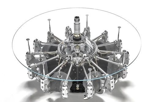 Tavolino basso Aeronautico - AIR-TAV0113 AIRPLANE RADIAL ENGINE - Arteinmotion - design industriale / in alluminio / in cromo
