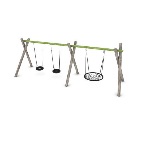 Altalena in legno - GELIEGA  - HAGS Aneby AB - in acciaio / multipla / per parco giochi