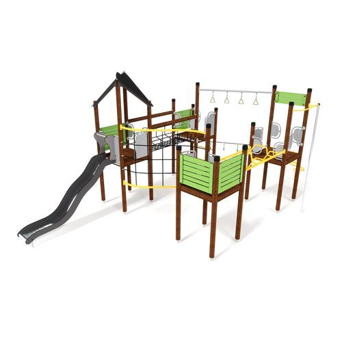 Struttura ludica per parco giochi - UNIPLAY ESSENTIALS TETHYS  - HAGS Aneby AB - in legno / in HPL / in corda