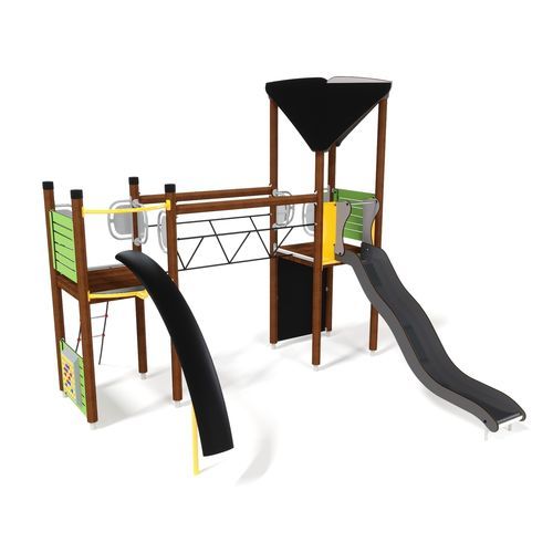 Struttura ludica per parco giochi - UNIPLAY ESSENTIALS PHOBOS   - HAGS Aneby AB - in legno / in acciaio / in HPL