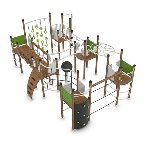 Struttura d'arrampicata per parco giochi - UNIPLAY EGGEGRUND - HAGS Aneby AB - in legno / in alluminio