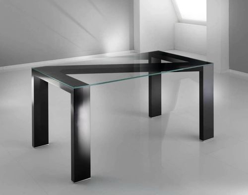 Tavolo contemporaneo - ZETA NERO - KAP International - in vetro / rettangolare