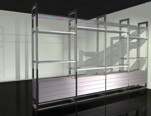 Scaffale contemporaneo - SELF-STANDING - KAP International - in legno / in alluminio / in vetro