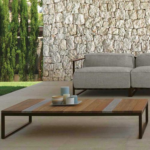 Tavolino basso contemporaneo - CASILDA - TALENTI - in iroko / in marmo / con supporto in acciaio inossidabile