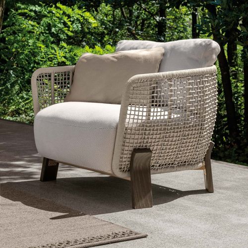 Poltrona contemporanea - ARGO   - TALENTI - in tessuto / in corda / in legno