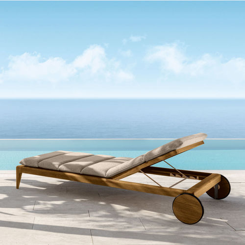 Lettino prendisole contemporaneo - CRUISE - TALENTI - in tessuto / in teak / con rotelle