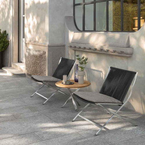 Tavolo d'appoggio contemporaneo - GEORGE D60 - TALENTI - in teak / con supporto in acciaio inossidabile / rotondo
