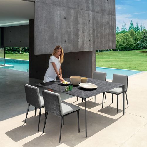 Tavolo da pranzo contemporaneo - LEAF - TALENTI - in composito / con supporto in alluminio / rettangolare