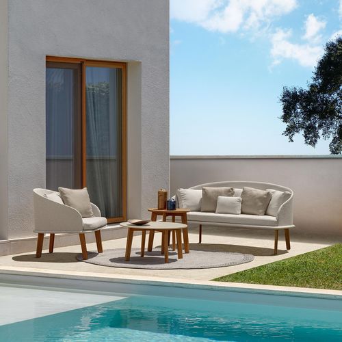 Divano contemporaneo - CLEOSOFT - TALENTI - da giardino / in tessuto / con braccioli