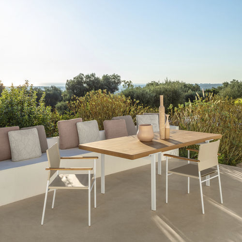 Tavolo da pranzo contemporaneo - ALLURE - TALENTI - in teak / con supporto in alluminio / rettangolare