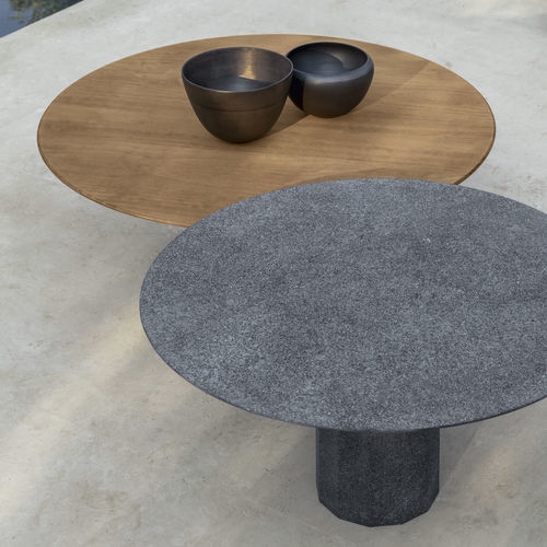 Tavolino basso contemporaneo - SALINAS - TALENTI - in legno / in pietra / con supporto in legno