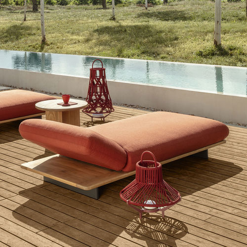 Lettino prendisole contemporaneo - VENICE - TALENTI - in tessuto / in teak / per piscina