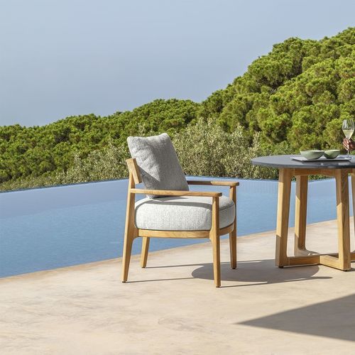 Poltrona contemporanea - EVER - TALENTI - in tessuto / in teak / grigia