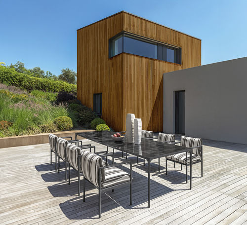 Tavolo da pranzo contemporaneo - NALU - TALENTI - in alluminio / in gres / con supporto in alluminio