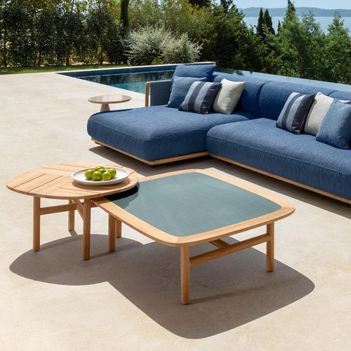 Tavolino basso contemporaneo - JUN - TALENTI - in legno / in gres / con supporto in legno