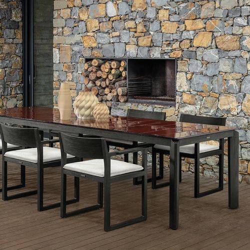 Tavolo da pranzo design scandinavo - THEA - TALENTI - in fibra di vetro / in teak / con supporto in teak
