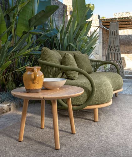 Tavolino basso africano - KAREN D60 - TALENTI - in legno / con supporto in legno / rotondo