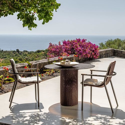 Tavolo da pranzo contemporaneo - BOND D100 - TALENTI - in alluminio / in vimini / in vetro