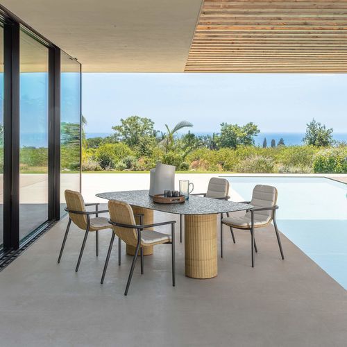 Sedia da pranzo contemporanea - BOND - TALENTI - da esterno / in alluminio / in tessuto