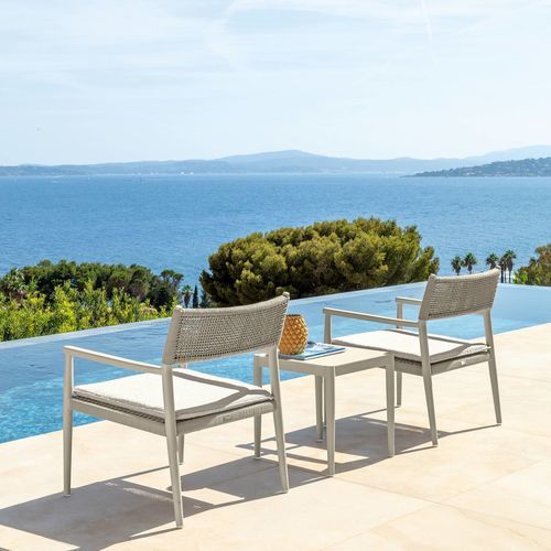Tavolo d'appoggio contemporaneo - DOLCEVITA//ALU - TALENTI - in alluminio / in gres porcellanato / quadrato
