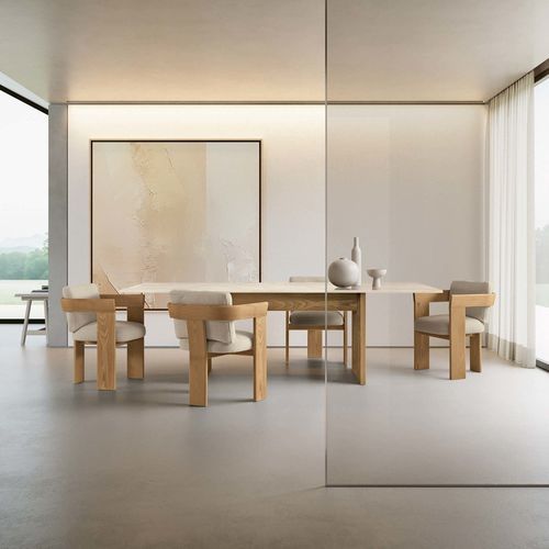 Tavolo da pranzo contemporaneo - VENICE - TALENTI - impiallacciato in legno / in legno laccato brillante / in marmo