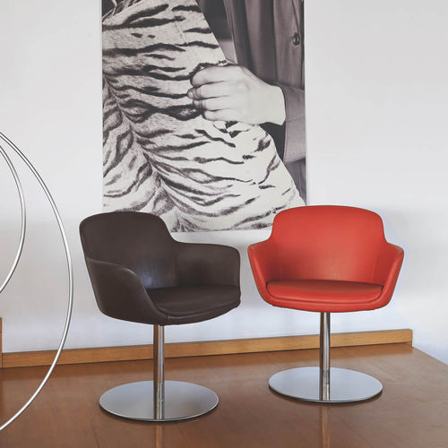 Sedia contemporanea - SELLA - Mazzoli Design - da interno / in pelle / con supporto in metallo cromato