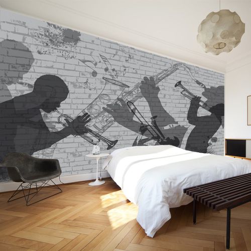 Carta da parati contemporanea - JAZZ  - AQUILIA - DECLIK - panoramica / con motivo a croquis / nera