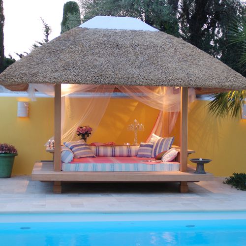 Letto da giardino a baldacchino - SAFARI - HONEYMOON - matrimoniale / design originale / con luce integrata