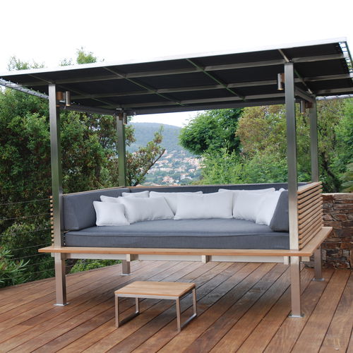 Letto da giardino a baldacchino - HORIZON - HONEYMOON - matrimoniale / contemporaneo / con illuminazione incorporata