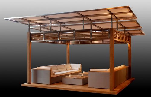 Gazebo in teak - EARLYBIRD - HONEYMOON - in acciaio inossidabile / tetto in tela
