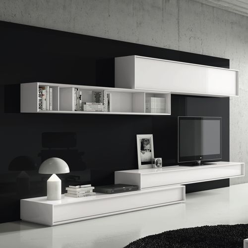 Parete attrezzata TV contemporaneo - NEXT : 212 - A. Brito - in legno laccato / modulare