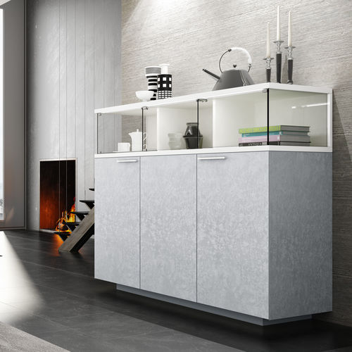 Credenza alta - GINZA + : AU14  - A. Brito - contemporanea / in legno laccato / in vetro