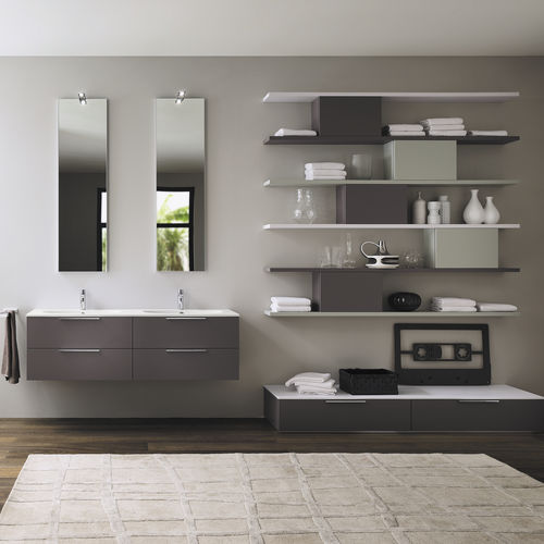 Mobile lavabo doppio - PROGETTO FILO - Inda - sospeso / in legno / in MDF