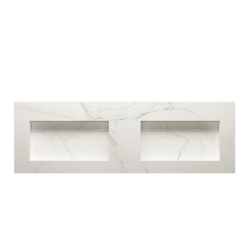 Lavabo integrato - RAFFAELLO - Inda - in ceramica / con piano integrato / rettangolare