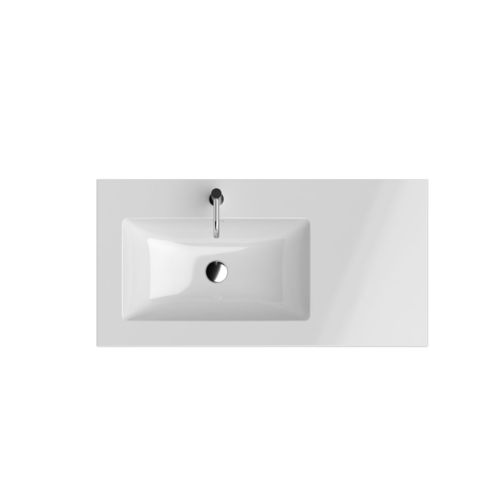 Lavabo integrato - KOS - Inda - in ceramica / con piano integrato / rettangolare