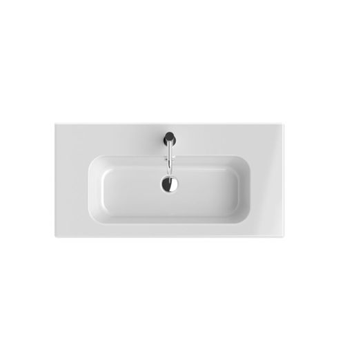 Lavabo integrato - PANAREA 40 - Inda - in ceramica / rettangolare / 1 foro