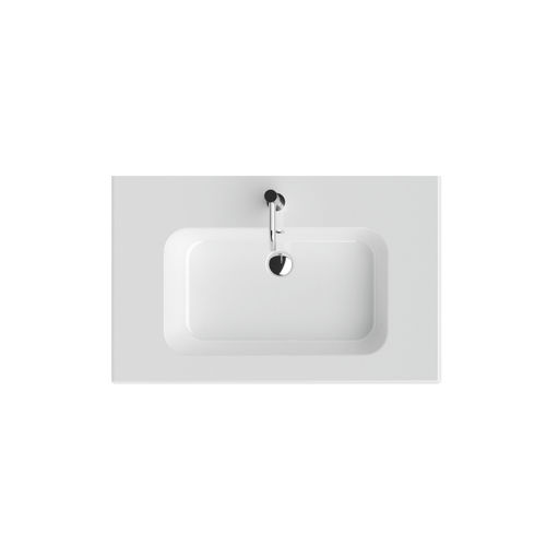 Lavabo integrato - PANAREA CC - Inda - in ceramica / con piano integrato / rettangolare